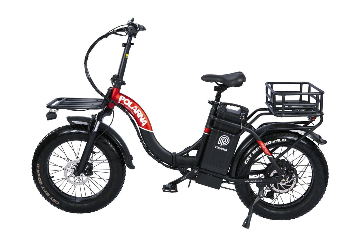 Polarna Hannover 20“ Fat Tire Foldable Electric Bike With 750W Motor 48V 30Ah Samsung Battery Seat Shock Absorber - Polarna Ebikes Polarna Ebikes Electric bicycle-BK + Front Base&Rear Basket POLANRA Polarna Hannover 20“ Fat Tire Foldable Electric Bike With 750W Motor 48V 30Ah Samsung Battery Seat Shock Absorber