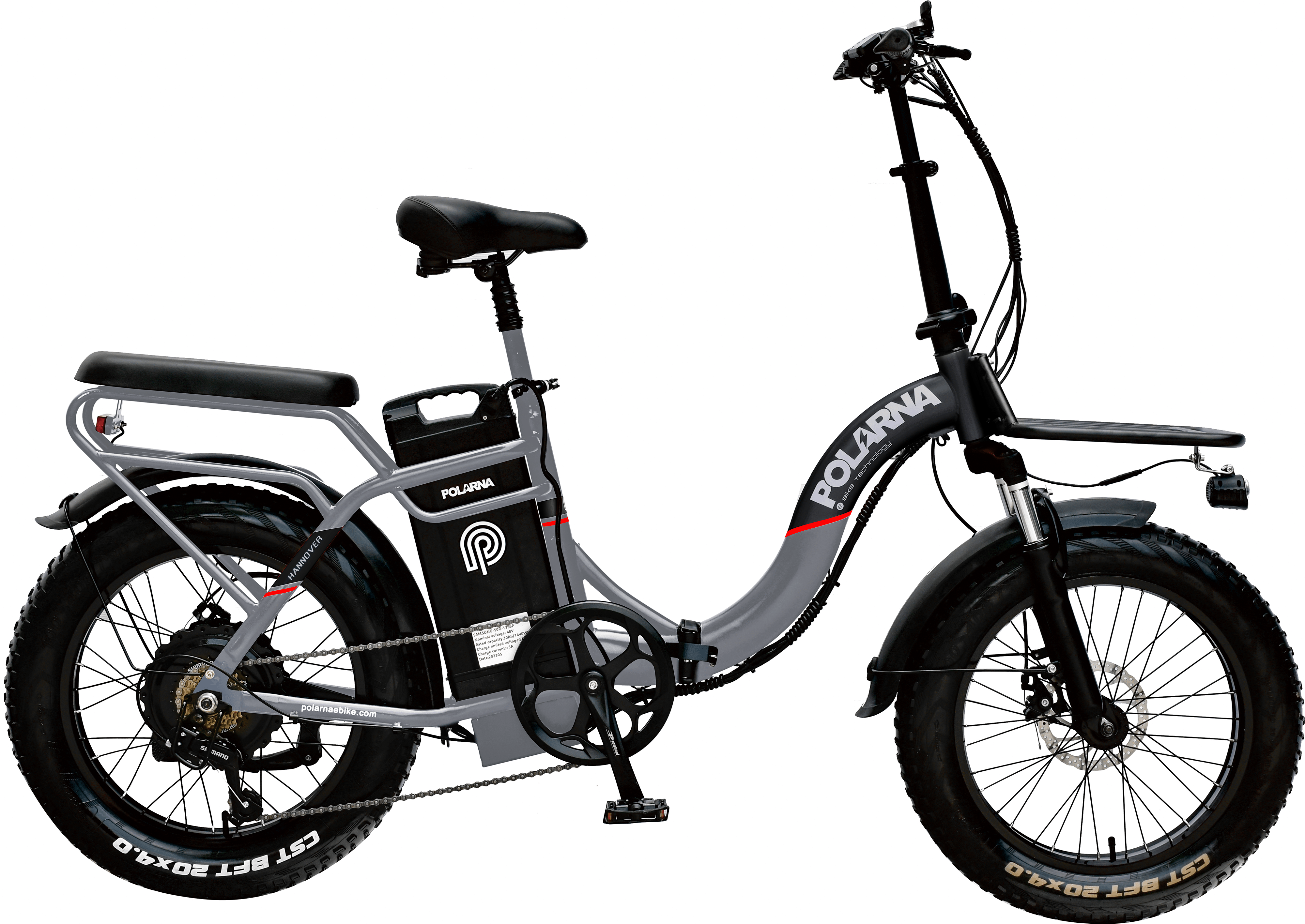 Polarna Hannover 20“ Fat Tire Foldable Electric Bike With 750W Motor 48V 30Ah Samsung Battery Seat Shock Absorber - Polarna Ebikes Polarna Ebikes Electric bicycle-GY + Front Base POLANRA Polarna Hannover 20“ Fat Tire Foldable Electric Bike With 750W Motor 48V 30Ah Samsung Battery Seat Shock Absorber