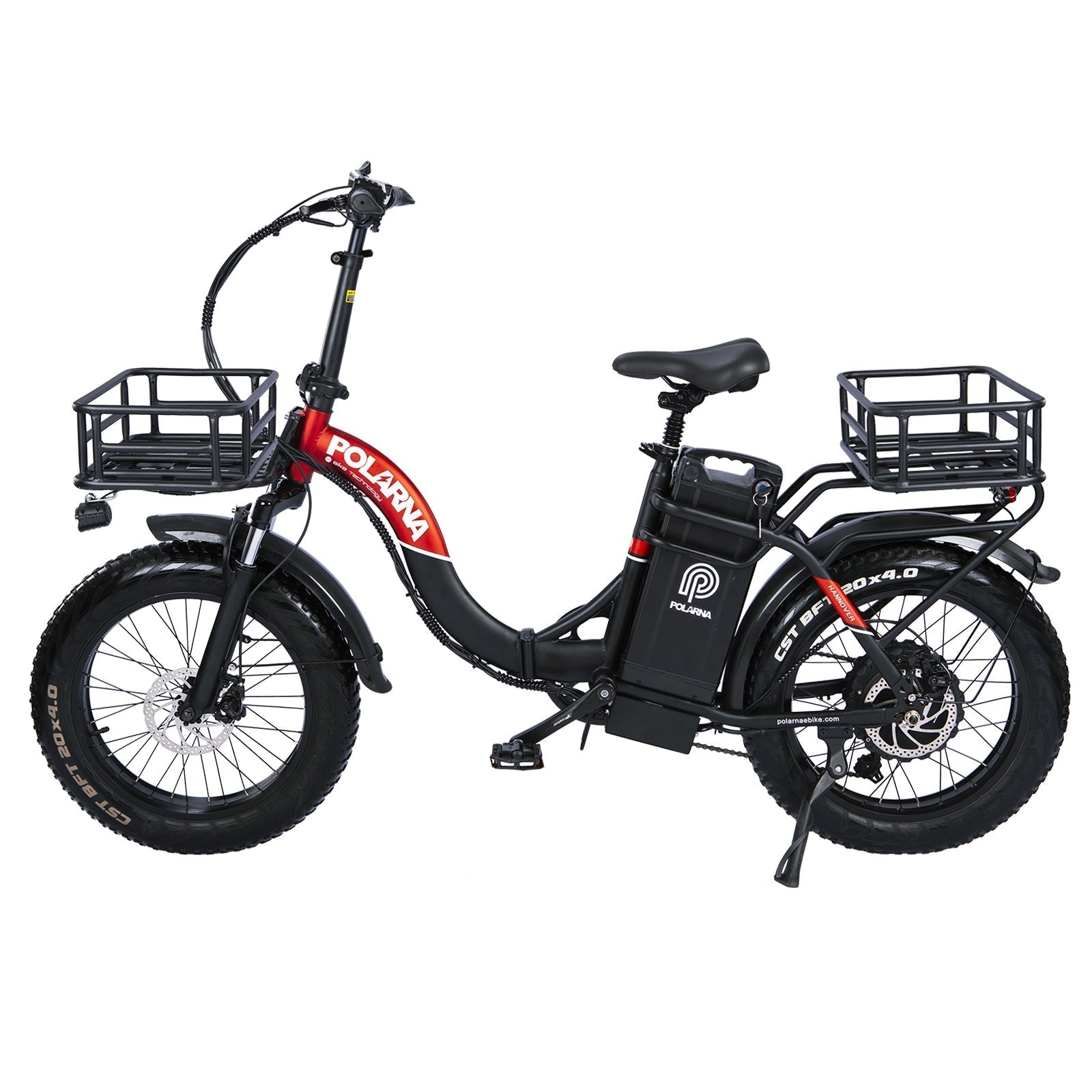 Polarna Hannover 20“ Fat Tire Foldable Electric Bike With 750W Motor 48V 30Ah Samsung Battery Seat Shock Absorber - Polarna Ebikes Polarna Ebikes Electric bicycle-BK + Front Base&Front Basket&Rear Basket POLANRA Polarna Hannover 20“ Fat Tire Foldable Electric Bike With 750W Motor 48V 30Ah Samsung Battery Seat Shock Absorber