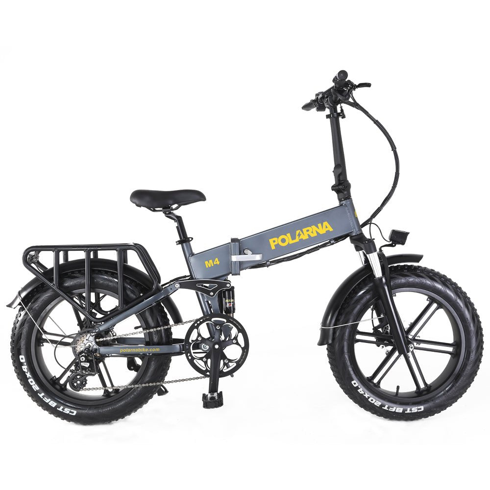 Polarna M4 20“ Electric Mountain Bike Foldable With 750W Motor 48V 14Ah Battery Pneumatic Fork - Polarna Ebikes Polarna Ebikes Gray POLANRA Polarna M4 20“ Electric Mountain Bike Foldable With 750W Motor 48V 14Ah Battery Pneumatic Fork