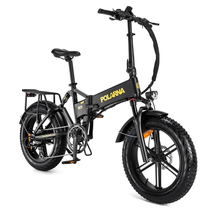 Polarna M5 20“ Fat Tire Foldable Electric Bike With 750W Motor 48V 15Ah Battery Pneumatic Fork(USA) - Polarna Ebikes Polarna Ebikes Black POLANRA Polarna M5 20“ Fat Tire Foldable Electric Bike With 750W Motor 48V 15Ah Battery Pneumatic Fork(USA)