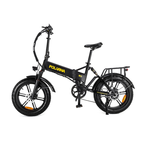 Polarna M5 20“ Fat Tire Foldable Electric Bike With 750W Motor 48V 15Ah Battery Pneumatic Fork(USA) - Polarna Ebikes Polarna Ebikes Black POLANRA Polarna M5 20“ Fat Tire Foldable Electric Bike With 750W Motor 48V 15Ah Battery Pneumatic Fork(USA)