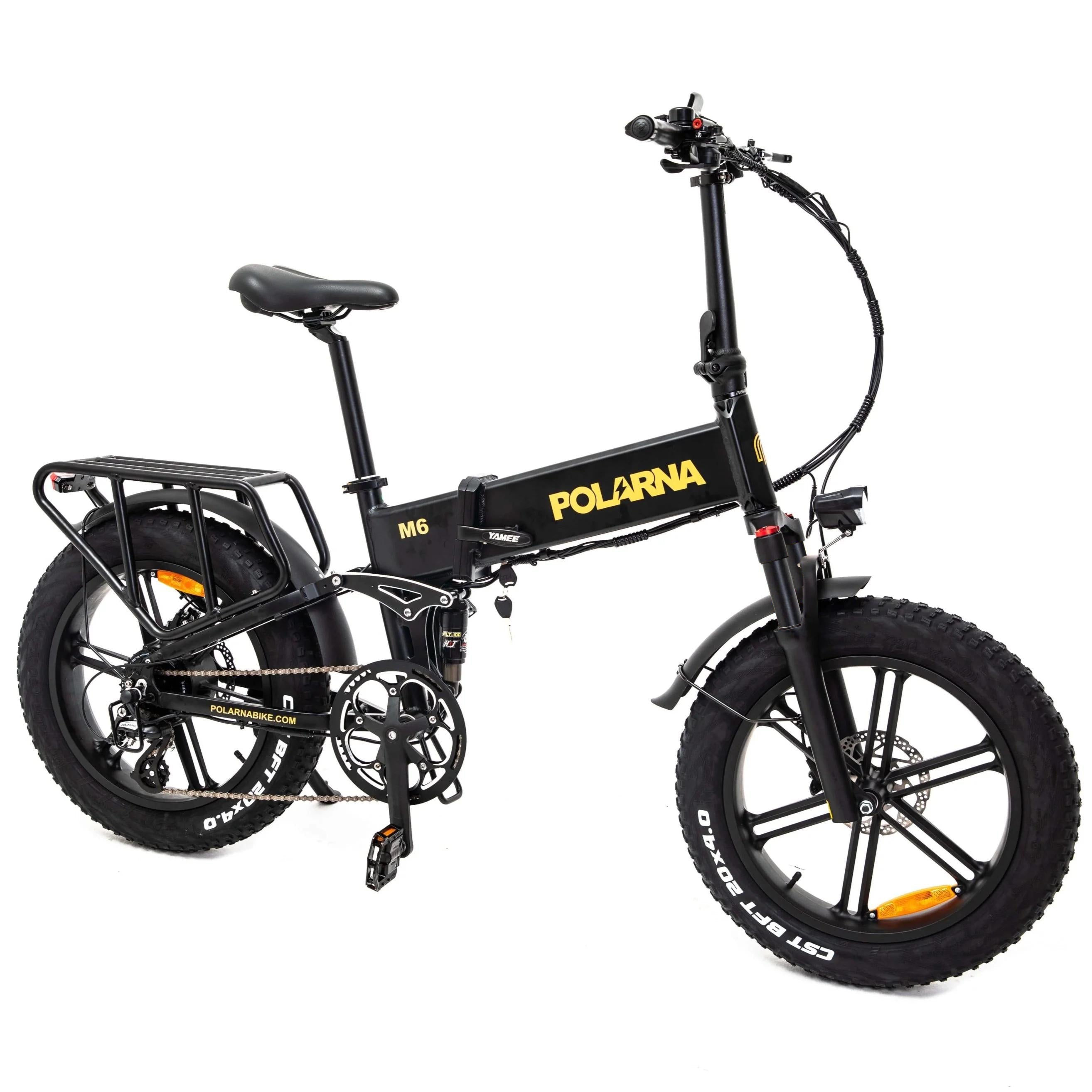 Polarna M6 20“ Fat Tire Foldable Electric Bike With 1000W Motor 48V 17.5Ah Samsung Battery hydraulic Fork - Polarna Ebikes Polarna Ebikes M6 BLACK mechanical shock and 80C display POLANRA Polarna M6 20“ Fat Tire Foldable Electric Bike With 1000W Motor 48V 17.5Ah Samsung Battery hydraulic Fork